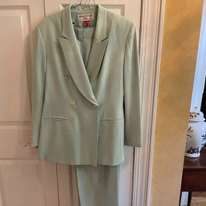 Vintage Aqua-Colored Silk Rena Rowan-Saville Pantsuit- Like New Condition